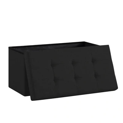 Abbildung von Zedelmaier Sitzbank mit Stauraum Sitzhocker faltbar belastbar bis 300 kg 76 x 38 cm (Dunkles Schwarz)