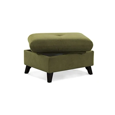 Abbildung von CAVADORE Polsterhocker Grönland / Skandinavischer Stauraum Hocker als Beistellhocker oder Fußhocker 76 x 47 63 Flachgewebe, Grün
