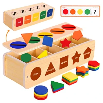 Abbildung von LZDMY Montessori Spielzeug ab 2 Jahr, Motorikspielzeug Jahr Holzspielzeug 6 Monate mit Aufbewahrungsbox Sortier Steckspielzeug 25 Blöcken Lernspielzeuge Ostern Geschenk