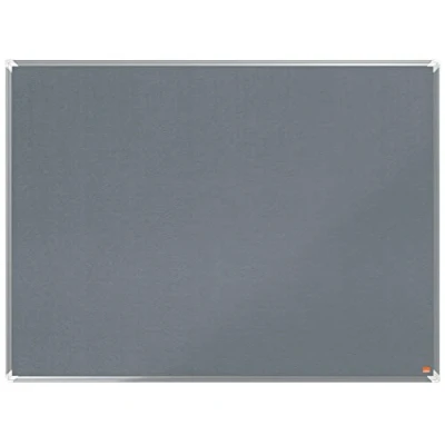 Abbildung von Nobo Filz Notiztafel, 90 x 120 cm, Aluminiumrahmen, Traditionelle Eckmontage, Premium Plus, Grau, 1915196