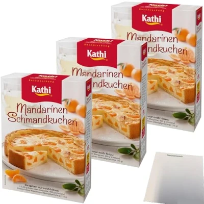 Abbildung von Kathi Backmischung für Mandarinen Schmandkuchen 3er Pack (3x460g Packung) + usy Block