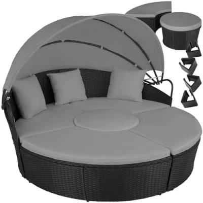 Abbildung von tectake® Lounge Muschel Sonneninsel Outdoor wetterfest, Gartenmuschel, Sonnenliege 2 Personen und mehr, multifunktionales Terrasse oder Balkon Möbel, Gartenliege wetterfest schwarz