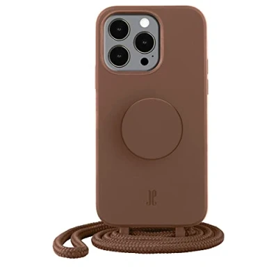 Abbildung von PopSockets x Just Elegance iPhone Hülle Necklace Case Handyhülle kompatibel mit 13 Pro Max Schutzhülle Abnehmbarer Kordel und Fingerhalter (Brown Sugar)