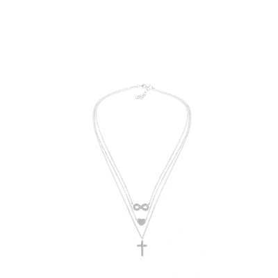 Abbildung von Elli Infinity HERZ Kreuz Kristall Halskette, Damen, Größe: 40, Silber