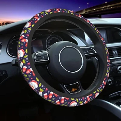 Abbildung von Auto Lenkradbezug, Motiv: Frohe Weihnachten, universelle Passform, 38,1 cm (15 Zoll), für SUV, Limousine, Vans, LKWs Damen und Herren