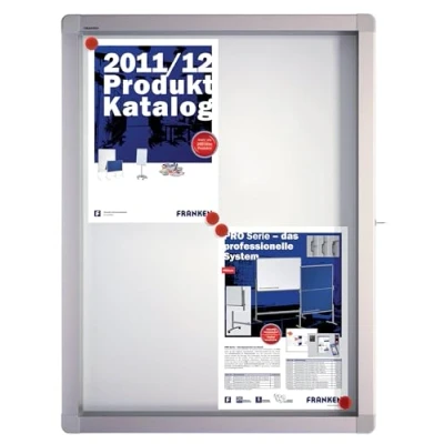 Abbildung von FRANKEN Schaukasten ECO für den Außenbereich, Klapptür, 4x A4, 53 x 70,4 4,5 cm, weiß, magnetisch, mit Aluminiumrahmen zur Wandmontage, SK4SE