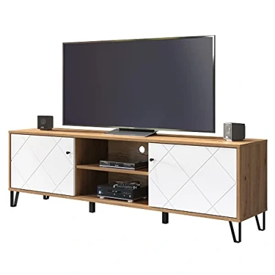 Abbildung von trendteam smart living Lowboard Fernsehschrank Fernsehtisch Wohnzimmer Touch Aufbaumaß (BxHxT) 183 x 56 40 cm Farbe Artisan Eiche mit Weiß 210232107