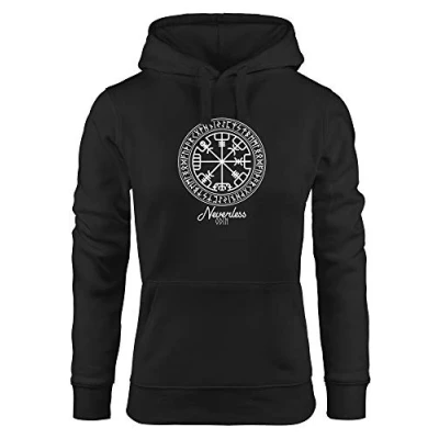 Abbildung von Neverless Hoodie Damen Wikinger Symbol Runen Wegweiser Kapuzen Pullover Frauen Neverless®