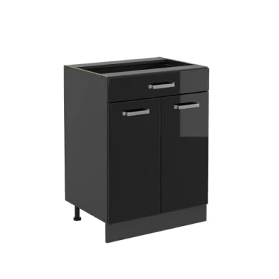 Abbildung von Vicco Unterschrank R Line Schwarz Hochglanz/Anthrazit 60cm, Schublade, ohne Arbeitsplatte