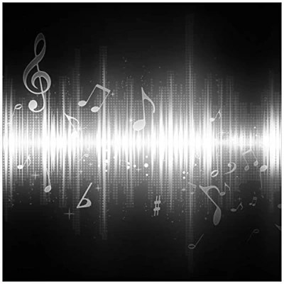 Abbildung von Wallario Glasbild Noten der Musik in schwarz und weiß 50 x cm Wandbilder Glas Premium Qualität: Brillante Farben, freischwebende Optik