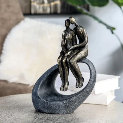 Abbildung von Casablanca by Gilde Dekofigur &quot;Skulptur Moment, bronzefarben/grau&quot;, Dekoobjekt, Höhe 27, Pärchen, mit Spruchanhänger, Wohnzimmer