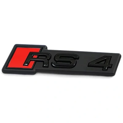 Abbildung von Audi 8W0853736HT94 Schriftzug RS4 Kühlergrill Clip Emblem Logo Plakette, schwarz/rot, für Facelift ab Modelljahr 2020