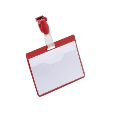 Abbildung von Durable Namensschild (mit Clip, 60 x 90 mm, Kunststoff) Packung à 25 Stück, rot, 810603