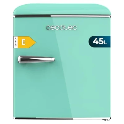 Abbildung von Cecotec Kleiner Kühlschrank Retro Tischkühlschrank 45L Bolero CoolMarket TT Origin 45 Green E. 55cm hoch und 44,7cm breit, Energieeffizienzklasse E, Icebox verchromter Griff, Grün