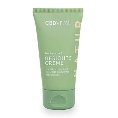 Abbildung von CBD Gesichtscreme trockene Haut Naturkosmetik 150mg Cannabidiol Natürliche Feuchtigkeitspflege Für das Gesicht empfindliche &amp; gereizte bei Männern Frauen 100% vegan CBDVITAL