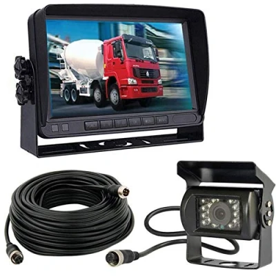 Abbildung von 4Pin 17,8cm (7 Zoll) TFT LCD HD Farbmonitor mit Sonnenschutz Halterung, wasserdicht 18LED Nachtsicht Rückfahrkamera 10m Kabel für Wohnmobil/Bus/Anhänger/LKW