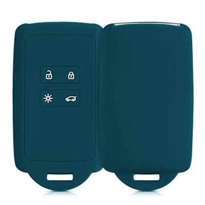 Abbildung von kwmobile Autoschlüssel Hülle kompatibel mit Renault 4 Tasten Smartkey (nur Keyless Go) Silikon Schutzhülle Schlüsselhülle Cover in Petrol matt