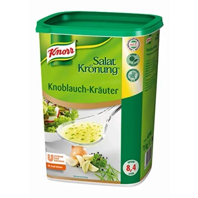 Abbildung von Knorr Salatkrönung Knoblauch Kräuter Dressing (Trockenmischung für Salatdressing mit ausgesuchten Kräutern, Gewürzen und Knoblauchnote) 1er Pack (1 x 1 kg)