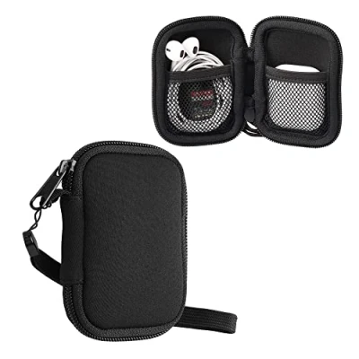 Abbildung von kwmobile in Ear Kopfhörer Tasche kompatibel mit Apple Airpods 1/2 / 3 Pro 1 2 Hülle Neopren Cover Case 6 x 9 cm Innenmaße Etui Schwarz