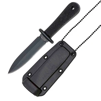 Abbildung von Haller Messer Universalmesser Neck Knife schwarz Gummigriff mit Scheide