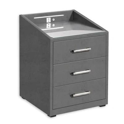 Abbildung von Froschkönig24 Moon Nachttisch Boxspringbett, Soro Anthrazit Funktionaler Nachtschrank mit USB Anschluss und LED Beleuchtung 47 x 61 46 cm (B/H/T)