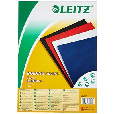 Abbildung von Leitz 73860003 Deckblatt Klarsichtfolie, A4, 100 Stück, glasklar