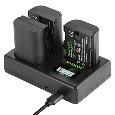 Abbildung von NEEWER LP E6NH Ersatz Akku und USB Ladegerät Set, 3er Pack 2250mAh für &amp; Triple Slot Kompatibel mit Canon EOS R7 R5 R6 II R, 5DIV, 6DII, 7DII, 80D, 90D