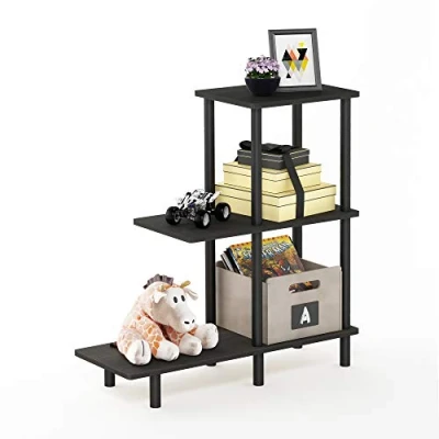 Abbildung von Furinno Deko Regal mit 3 Ebenen, Holz, Espresso/Schwarz, 29.49 x 80 82.91 cm