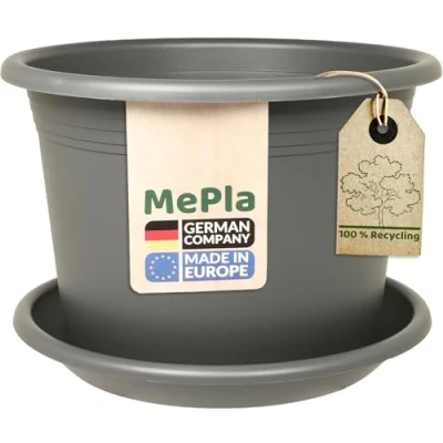 Abbildung von Heimwerkercenter Pflanzkübel MePla Blumentopf Cylindro ø15cm, Untersetzer ø14cm Anthrazit, Kunstoff