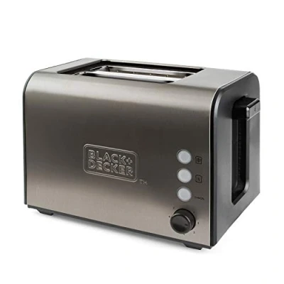 Abbildung von Black &amp; Decker BXTO900E, 2 Scheibe(n), Schwarz, Edelstahl, Tasten, Drehregler, 900 W, 1,38 kg, 13,7 cm