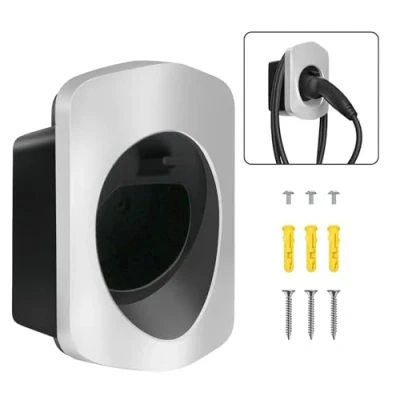 Abbildung von MCEVKELN Typ 2 Wandhalterung Ladekabel Wandhalter Wallbox Kabelhalter Steckerhalter Dock für EV Ladegerät IEC 62196 Holder Halterung Zubehör Silber