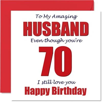 Abbildung von Lustige Geburtstagskarte zum 70. Geburtstag für Ehemann 70 I Still Love You Happy Karte von Ehefrau Partner, siebzig Hubby Banter Geschenk, 145 mm x Witz Humor Grußkarten