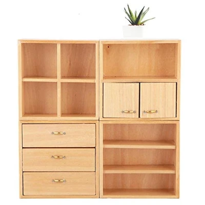 Abbildung von Maßstab 1/12 Puppenhaus Zubehör Holz Schrank Möbel Wohnzimmer Schlafzimmer Einheit für Puppenhaus(Kräftiges Holz)