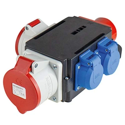 Abbildung von as Schwabe MIXO Starkstromverteiler CEE Stecker 400V/16A/5 polig, ca. 11 kW Starkstrom Adapter 1x Schuko, 400 V 32 A 5 16 polig Made Germany IP44, 60522