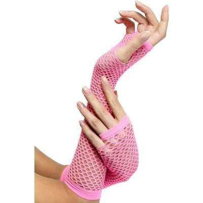 Abbildung von Smiffys Kostüm Netzarmstulpen Neon pink, 80er Jahre Look für die Arme