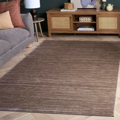 Abbildung von SAFAVIEH Modern Teppich für Wohnzimmer, Esszimmer, Schlafzimmer Vision Collection, Kurzer Flor, Hellbraun, 91 X 152 cm