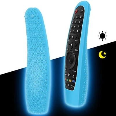 Abbildung von Silikon Hülle Schutzhülle für LG Magic Remote Fernbedienung AN MR19BA/ MR20GA/ MR18BA Fernbedienungen TV Control Cover Case Anti Rutsch Stoßfest (Glow Blue)
