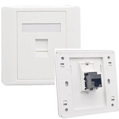 Abbildung von CAT6 Gigabit Netzwerk Buchse 86x86mm, Ethernet RJ45 LAN Kabel Dual Pass Wandstecker, zu Faceplate Internet Straight Plug Outlet (LAN x 1)
