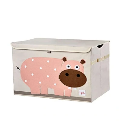 Abbildung von 3 Sprouts Spielzeugkiste mit Deckel Aufbewahrungsbox für Kinderzimmer, Spielzeugbox Kinder, Spielzeug Kiste Nilpferd