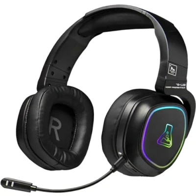 Abbildung von THE G LAB Korp Promethium Wireless Gaming Headset für PS4/PS5/PC Kabelloses Gamer mit geringer Latenz RGB Hintergrundbeleuchtung Hochwertiger Stereo Sound Neu 2024