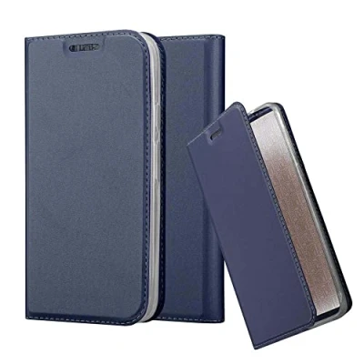 Abbildung von Cadorabo Hülle kompatibel mit Motorola Moto G4 Play aus Premium Kunst Leder Flip Klappbare Stoßfeste Magnetische [Standfunktion] [Kartenfächern] Cover für Tasche in Blau