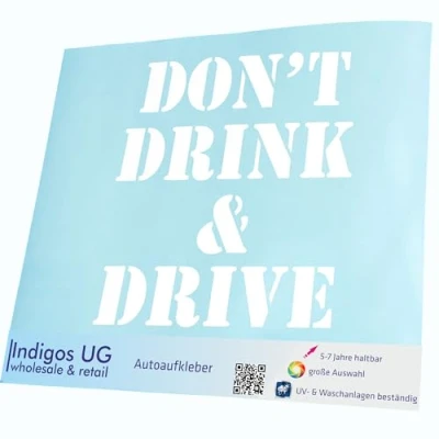 Abbildung von INDIGOS UG Aufkleber Autoaufkleber JDM Die Cut Dont Drink and Drive 100x100mm weiß Heckscheibe Heckscheibenaufkleber Sticker Tuning Boot Auto Laptop LKW