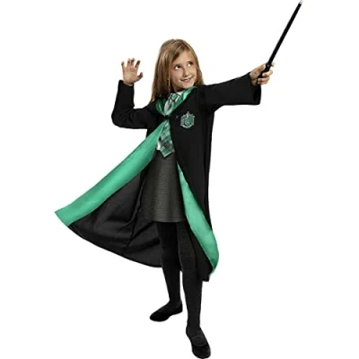 Abbildung von Metamorph Zauberer Kostüm Harry Potter Slytherin Umhang für Kinder, Authentisches Cape Zauberschüler des Hauses