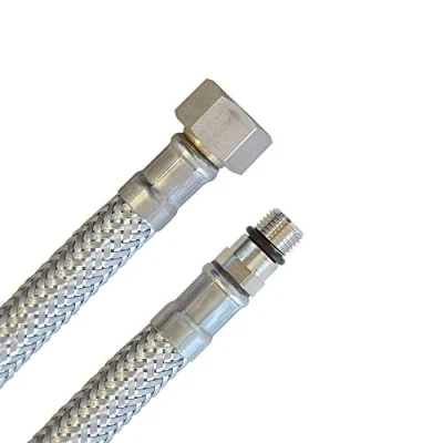 Abbildung von H2O Flex® Panzerschlauch 3/8&quot; Überwurfmutter (ÜM/IG) x M10x1 AG kurz 300mm Flexschlauch DN8 Armatur Anschlussschlauch Verbindungsschlauch Wasserzulauf Schlauch mit Trinkwasserzulassung