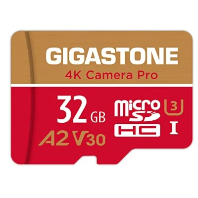Abbildung von Gigastone 4K Kamera Pro 32GB MicroSDXC Speicherkarte und SD Adapter, Kompatibel mit GoPro Drohne Tablet, bis zu 90/30 MB/s, UHD Videoaufnahmen, Micro Karte UHS I A2 Klasse 10 U3 V30