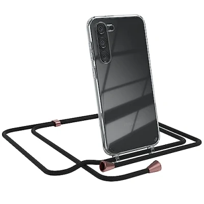 Abbildung von EAZY CASE Handykette kompatibel mit Samsung Galaxy S23 Plus Kette zum Umhängen für Hülle Band aus Silikon transparente Handyhülle als Fallschutz in Schwarz Clips Rosé