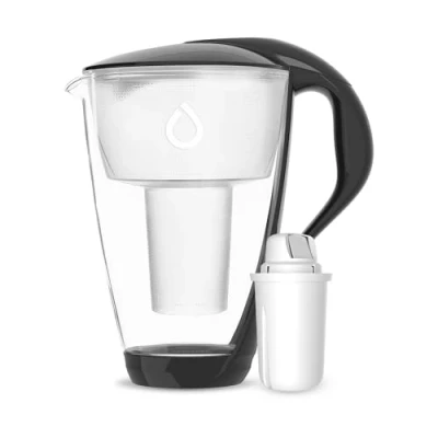 Abbildung von Dafi Wasserfilter Kanne aus Glas mit Classic Filter Crystal LED 2L Schwarz Wasserkaraffe Aktivkohle Filter, Wasserkanne, Filterkanne, Glasfilterkanne gegen Kalk, Chlor, BPA Fre