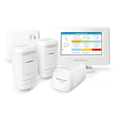Abbildung von Honeywell Home Evohome THR99C3013 Intelligentes Thermostat Set mit Relais Modul, energiesparend, silberfarben, Weiß