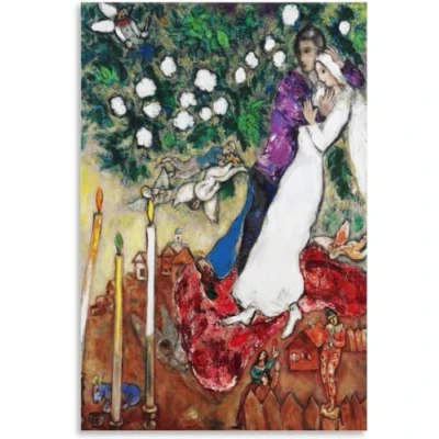 Abbildung von LVTFCO Marc Chagall Wandkunst《Die DREI Kerzen》Poster Abstrakte Drucke Leinwand Gemälde für Zuhause Bild Dekor 50x75cm Kein Rahmen
