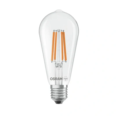 Abbildung von OSRAM LED Lampe in klassischer Globeform, mit dekorativem Filament im Frosted Design, Energieeffizienzklasse A, E27, 7.2 W, 1521 lm, 4000 K, kaltweiß. Ohne Aufwärmen, sofort 100% Licht.